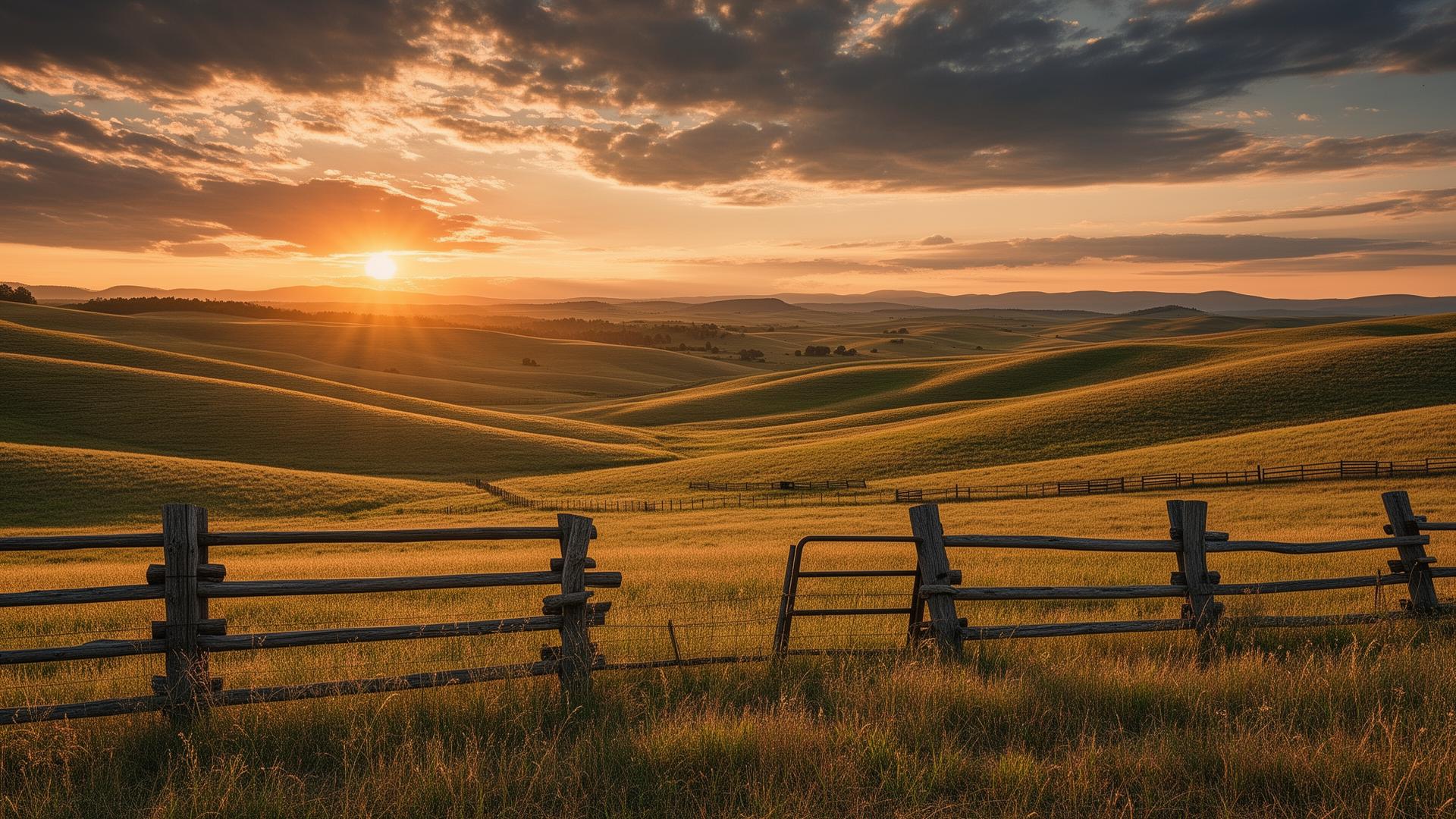 Western ranch landscape at golden hour, western lifestyle marketing by Branded Arrow Marketing