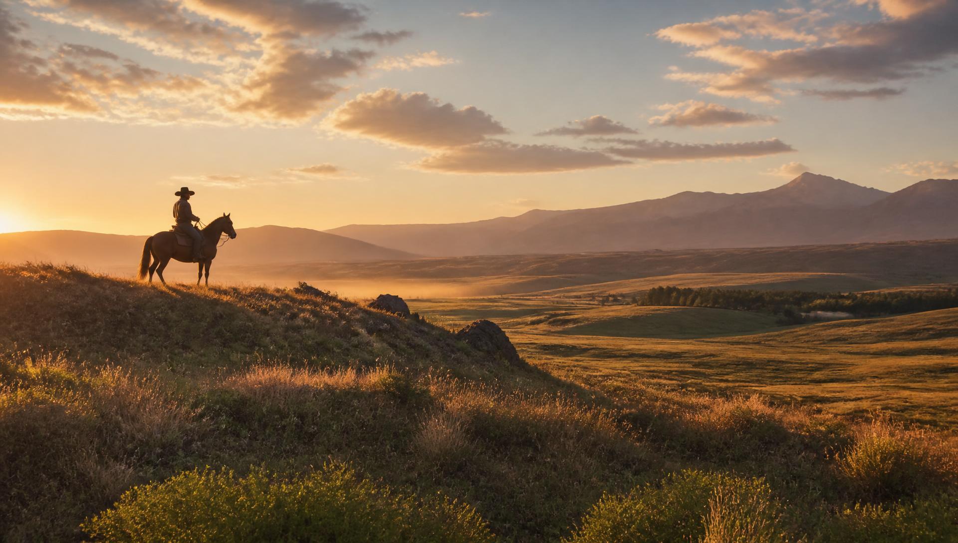 Western ranch landscape at golden hour, western lifestyle marketing by Branded Arrow Marketing